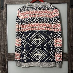 Hippie Rose Aztec Southwestern Long Line Open Front Cardigan Women's Medium